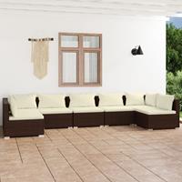 vidaXL 7-delige Loungeset met kussens poly rattan bruin