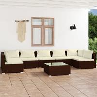 vidaXL 8-delige Loungeset met kussens poly rattan bruin