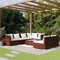 vidaXL 8-delige Loungeset met kussens poly rattan bruin