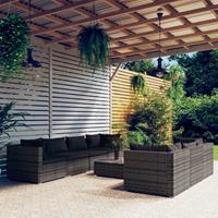 vidaXL 8-delige Loungeset met kussens poly rattan grijs