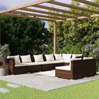 vidaXL 8-delige Loungeset met kussens poly rattan bruin