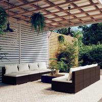 vidaXL 9-delige Loungeset met kussens poly rattan bruin