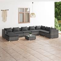 vidaXL 9-tlg. Garten-Lounge-Set mit Kissen Poly Rattan Grau 