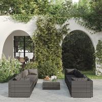 vidaXL 9-delige Loungeset met kussens poly rattan grijs