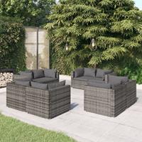 vidaXL 8-delige Loungeset met kussens poly rattan grijs