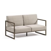 Natur24 Sofa 2-Sitzer Sofa Comova 152 x 85 x 85 cm Aluminium Hellgrau und Grün