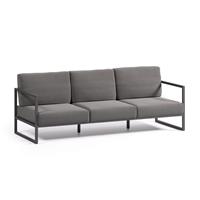 kavehome Comova 3-Sitzer-Sofa 100% outdoor dunkelgrau und aus schwarzem Aluminium 222 cm - Schwarz - Kave Home