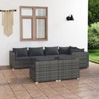 vidaXL 7-delige Loungeset met kussens poly rattan grijs