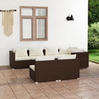 vidaXL 7-delige Loungeset met kussens poly rattan bruin