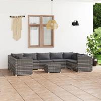 vidaXL 10-tlg. Garten-Lounge-Set mit Kissen Poly Rattan Grau 