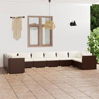 vidaXL 10-delige Loungeset met kussens poly rattan bruin