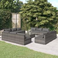 vidaXL 13-tlg. Garten-Lounge-Set mit Kissen Poly Rattan Grau 