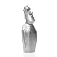 Gartentraum.de Kleine Moai Statue als vegane Kerze - Osterinsel Skulptur - Moai Light / Silber