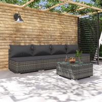 Vidaxl 5-tlg. Garten-lounge-set Mit Kissen Poly Rattan Grau