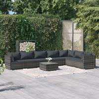 vidaXL 8-tlg. Garten-Lounge-Set mit Kissen Poly Rattan Grau 