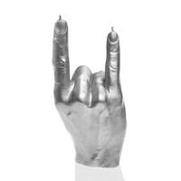 Gartentraum.de Vegane Hand Kerze lebensgroß & detailliert im Rock Style - Rock Hand / Silber