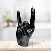 Gartentraum.de Vegane Hand Kerze lebensgroß & detailliert im Rock Style - Rock Hand / Schwarz glänzend