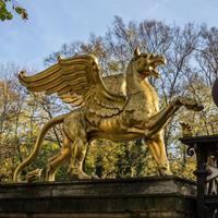 Gartentraum.de Große Greif Gartenfiguren in Wunschfarbe - Unikate im 2er Set - Leviadan