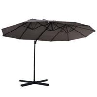 Sunny parasol met zwengel dubbele parasol tuinparasol zonwering metaal grijs