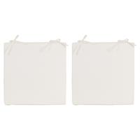 Anna's Collection 2x Stoelkussens voor binnen- en buitenstoelen in de kleur ivoor wit 40 x 40 cm - Tuinstoelen kussens
