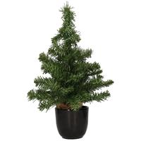 Bellatio Mini kunstboom/kunst kerstboom groen 45 cm met zwarte pot - Kunstboompjes/kerstboompjes