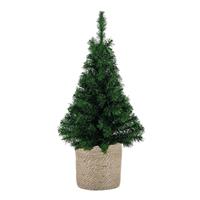 Decoris Kunstboom/kunst kerstboom 75 cm met naturel jute pot - Kunstboompjes/kerstboompjes