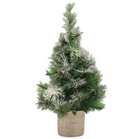Decoris Besneeuwde kunstboom/kunst kerstboom 75 cm met naturel jute pot - Kunstboompjes/kerstboompjes