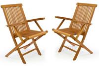 VCM 2er Set Gartenstuhl Armlehne Stuhl Teak Holz klappbar massiv behandelt braun