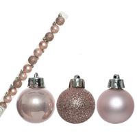 Decoris 14x stuks onbreekbare kunststof kerstballen blush roze 3 cm -