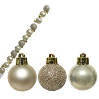 Decoris 14x stuks onbreekbare kunststof kerstballen champagne/beige 3 cm -