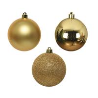 Decoris 7x stuks kunststof/plastic kerstballen goud 8 cm mix -