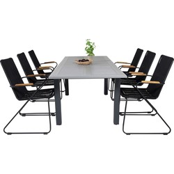 Hioshop Albany tuinmeubelset tafel 90x152/210cm en 6 stoel