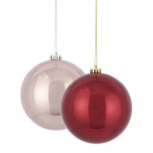 House of Seasons Kerstversieringen set van 2x grote kunststof kerstballen roze en rood 15 cm glans -