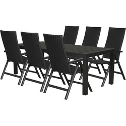 Hioshop Efour tuinmeubelset 1 tafel met 6 stoelen.