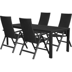 Hioshop Fuccy tuinmeubelset 1 tafel met 4 stoelen.