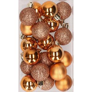 Cosy & Trendy 20x stuks kunststof kerstballen koper 3 cm mat/glans/glitter -