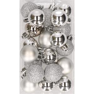 Cosy & Trendy 20x stuks kunststof kerstballen zilver 3 cm mat/glans/glitter -