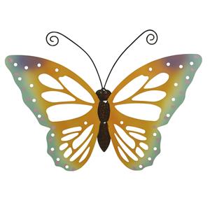 Decoris Grote oranje/gele deco vlinder/muurvlinder 51 x 38 cm cm tuindecoratie - Tuinvlinders/muurvlinders