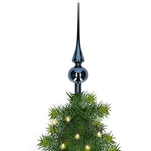 Bellatio Glazen kerstboom piek/topper nachtblauw glans 26 cm -
