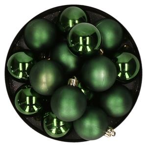 Decoris 32x stuks kunststof kerstballen dennengroen 4 cm -