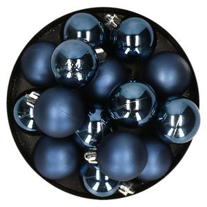 Decoris 32x stuks kunststof kerstballen donkerblauw 4 cm -
