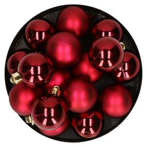 Decoris 32x stuks kunststof kerstballen donkerrood 4 cm -