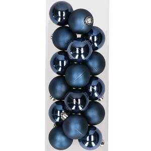 Decoris 16x stuks kunststof kerstballen donkerblauw 4 cm -
