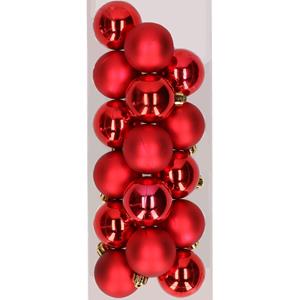 Decoris 16x stuks kunststof kerstballen rood 4 cm -