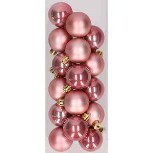 Decoris 16x stuks kunststof kerstballen velvet roze 4 cm -