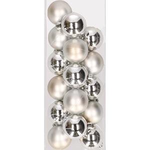 Decoris 16x stuks kunststof kerstballen zilver 4 cm -