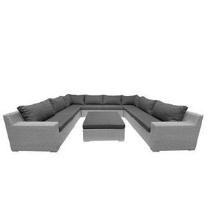 8-persoons Tuinset / Loungeset Colorado Blended Grey / Grijs U-opstelling Met Antraciet Kussens Incl. Hocker