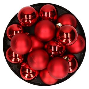 Decoris 32x stuks kunststof kerstballen rood 4 cm -