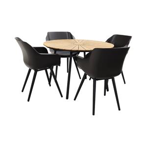 Hartman Sophie Studio Black/dave Teak 110 Cm. Tuinset - 5-delig