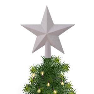 Decoris Kunststof piek kerst ster parelmoer wit met glitters H19 cm -